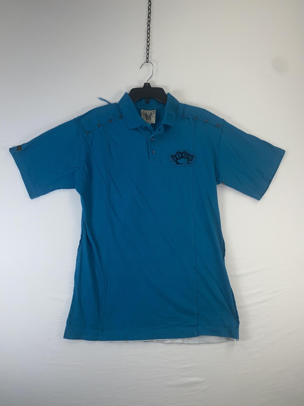Blac Label Polo Shirt Mens XL Blue 100% Cotton Ace Spade Casino Gambling Graphic